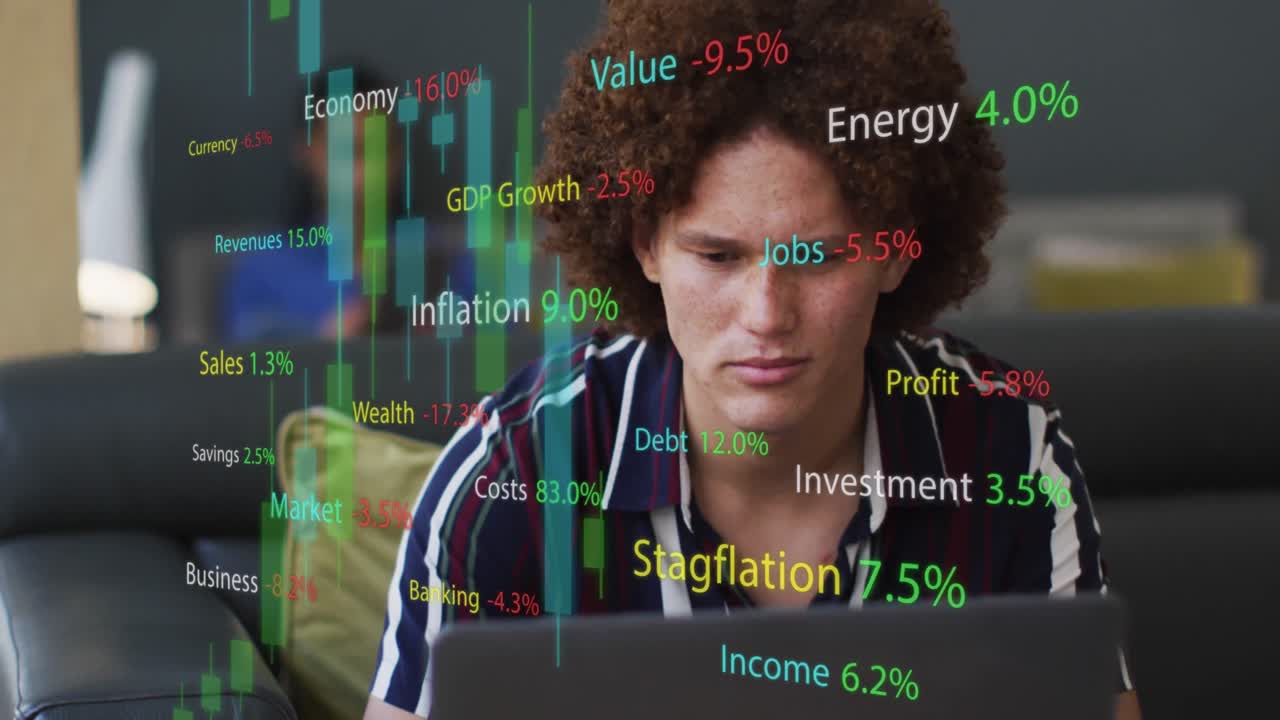 animación del procesamiento de datos sobre diversas personas de negocios en la oficina
