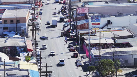 busy urban street with traffic and commercial buildings