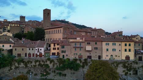 cars lovely aerial top view flight historical hill town cortona tuscany arezzo italy