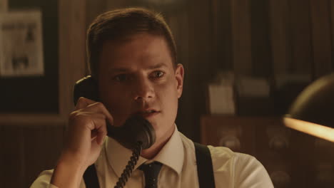 retro businessman on vintage telephone