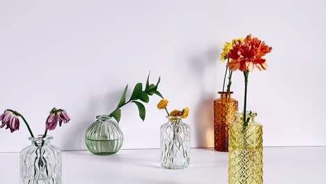 floral still life with woman's hand