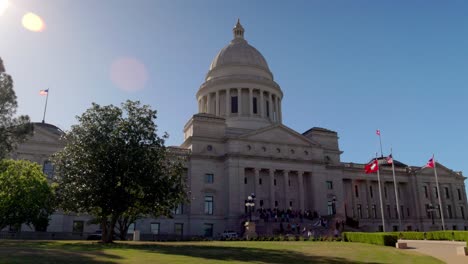 arkansas state capitol building in little rock, arkansas with gimbal video walking forward