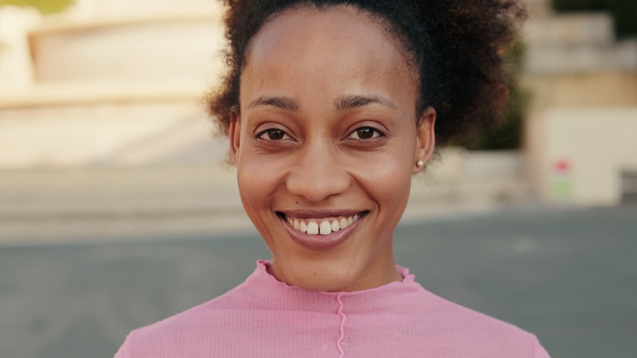Happy Young Black Woman Smiling in the City