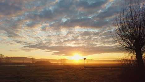 golden sunrise over german nature reserve