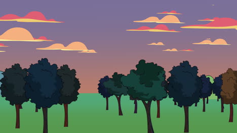 cartoon animation background with forest and mountain 1