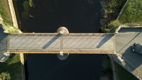 top view of a small concrete bridge over rio anllons in ponteceso, a coruna, galicia, spain