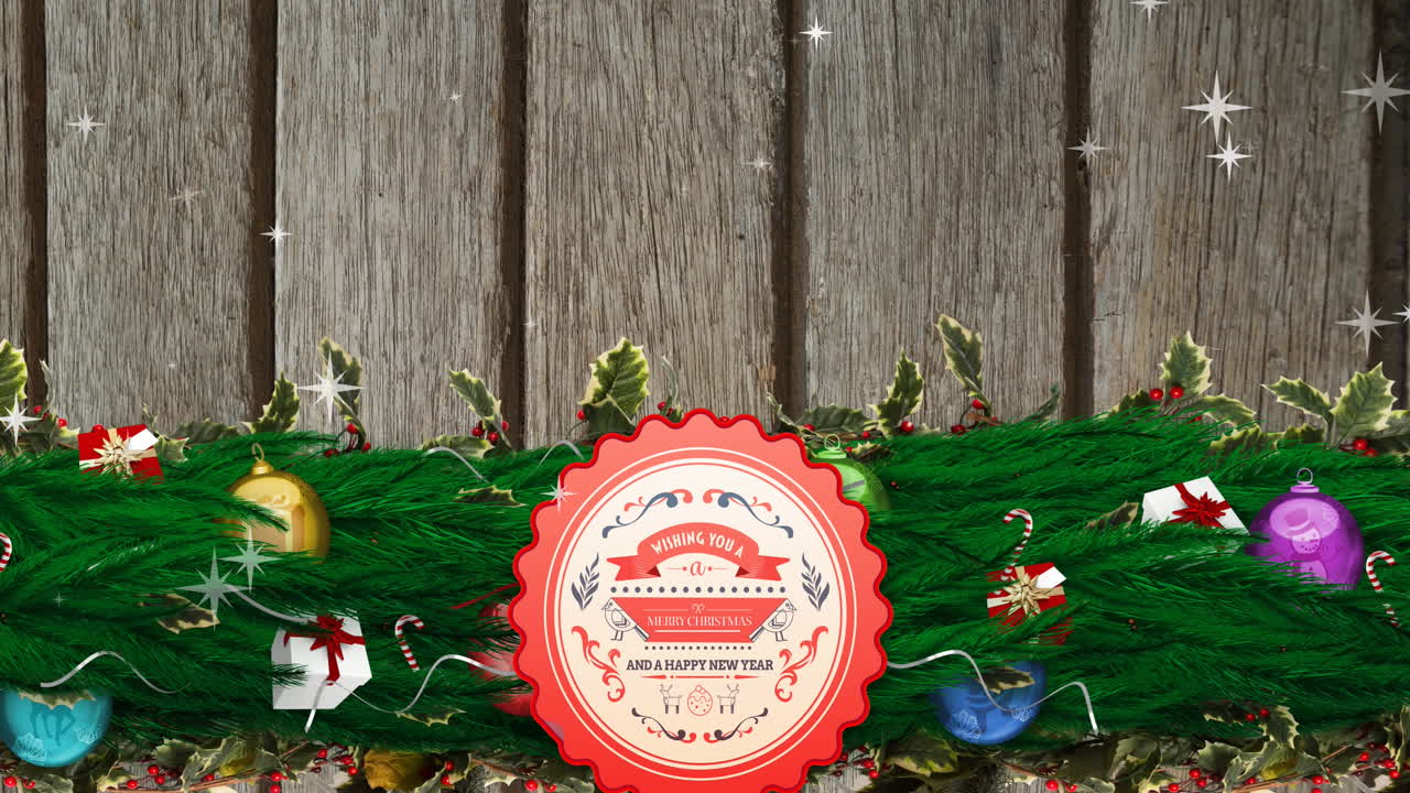 크리스마스 축하 텍스트의 애니메이션 소나무와 눈이 떨어지는