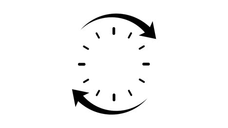 round clock working hours 24 7, arrow turning around white background