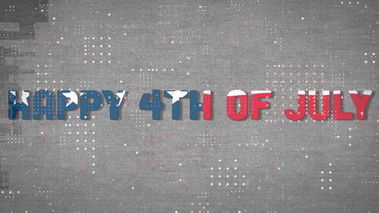 Motivo a punti su design della bandiera americana su testo "Buon 4 luglio" su sfondo grigio