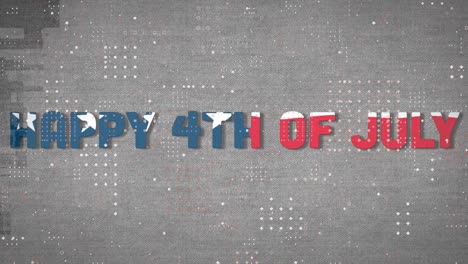 dots pattern over american flag design over happy 4th of july text against grey background