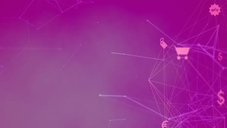 Animation-of-network-of-connections-with-icons-over-purple-background