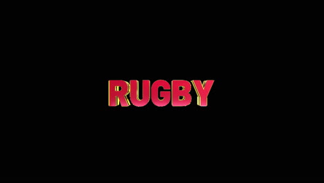 a smooth and high quality, red and gold 3d sport text reveal "rugby