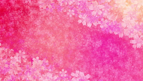 diagonal floral frame of animated plants. pink cherry blossom. copy space. looped motion graphics.