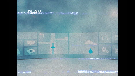 animación de la interfaz digital de reproducción y la red de conexiones en el fondo de la pantalla