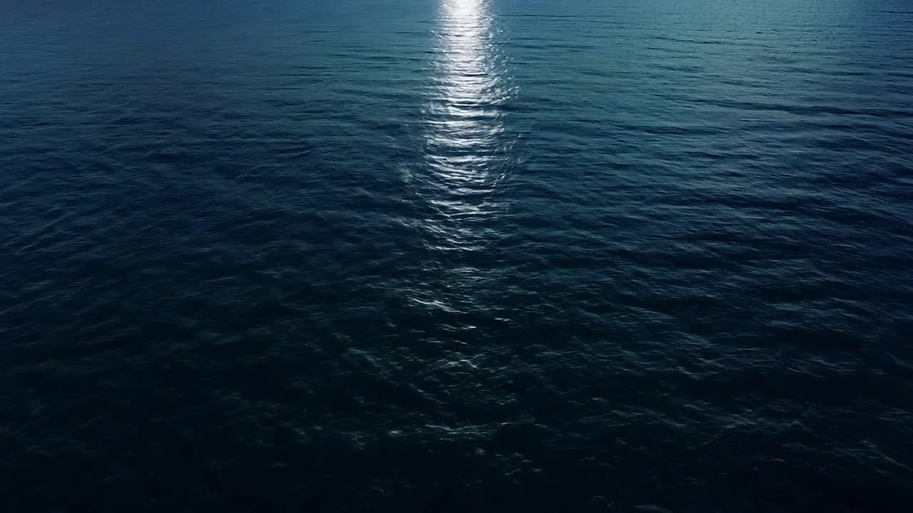 Sunlight reflecting on a deep blue water surface creates a serene and tranquil atmosphere, perfect for relaxation