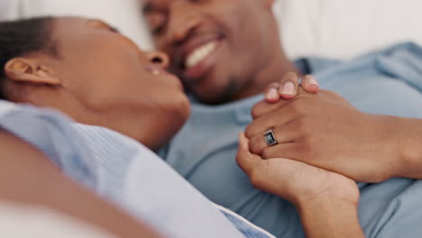 Love,-black-couple-and-in-bedroom-with-kiss