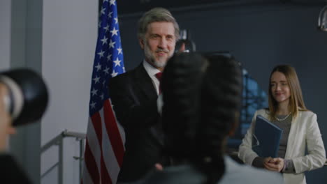 press conference with politician