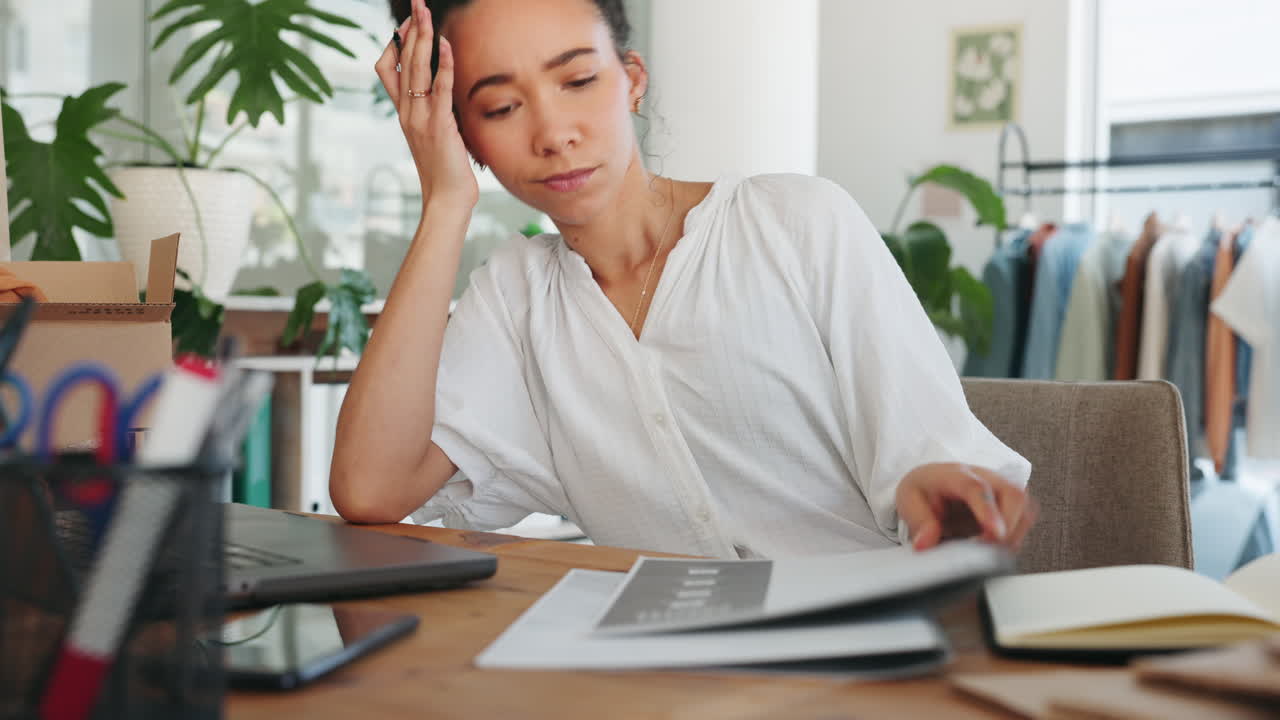 패션 디자이너, 노트북 또는 불안 스트레스