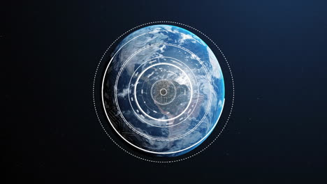 Animation-of-scope-scanning-over-globe-on-black-background