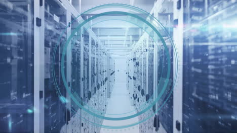animación del procesamiento de datos de ciberseguridad a través de servidores informáticos