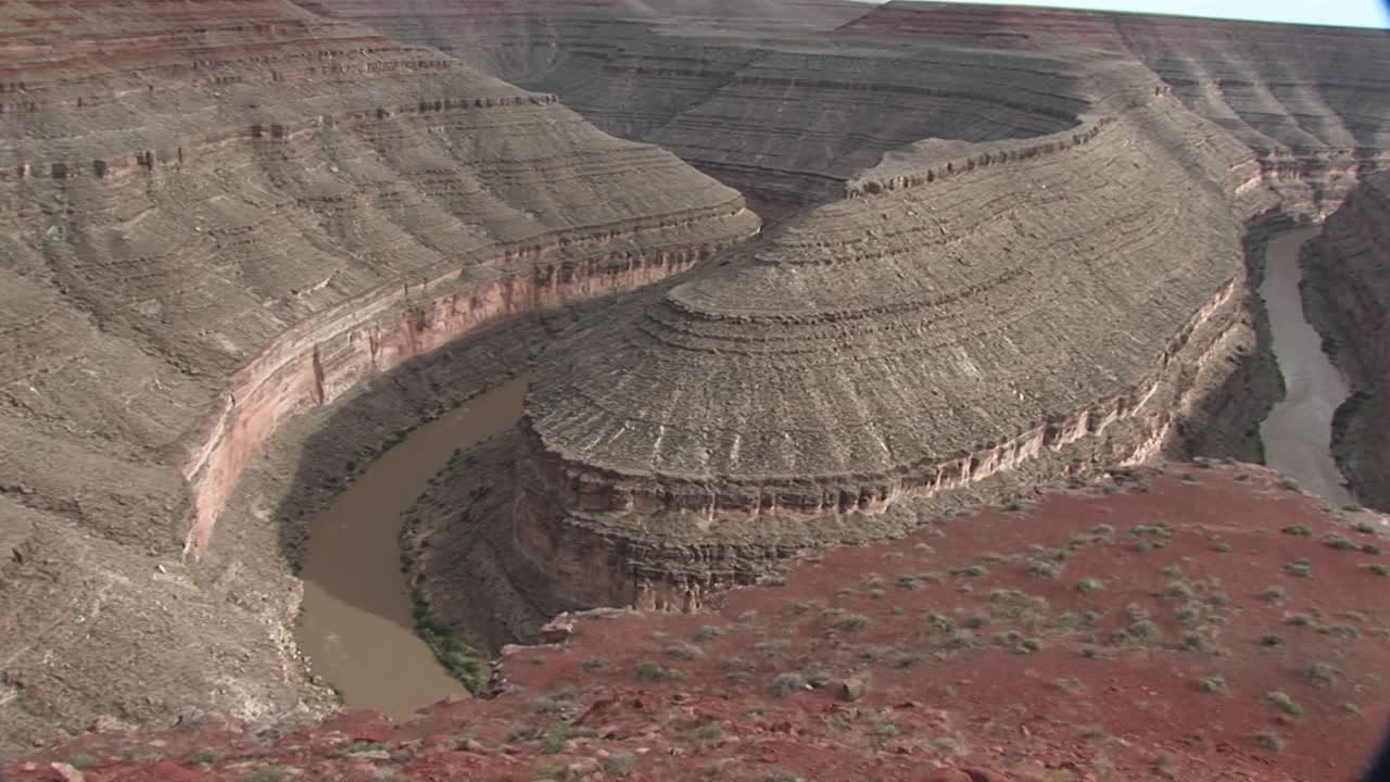 A Pan Across A River Bend In The Southwest