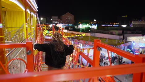 girl on a ferris wheel at night