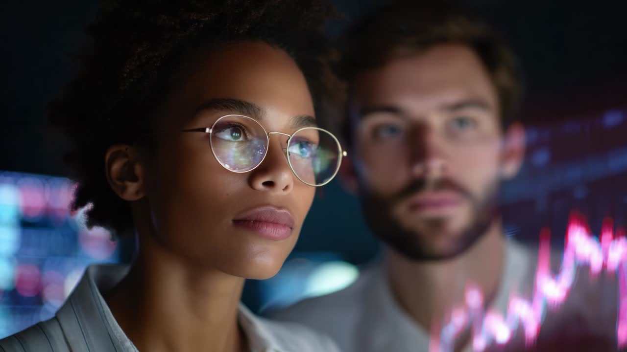 Focused Analysis of Data Trends: A Close-Up View of Professionals Engaged in Critical Interpretation of Market Indicators and Financial Performance through Advanced Visual Analytics