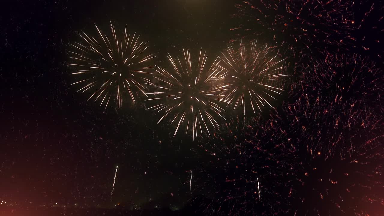 Real colorful fireworks explosion on the dark sky background fireworks festival show celebrate