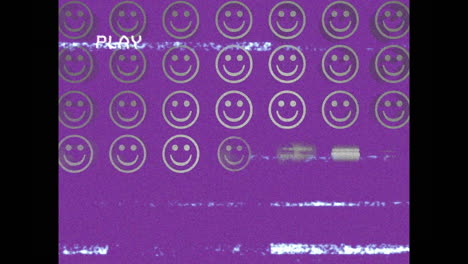 animación de iconos de emojis de sonrisa sobre la pantalla con ruido