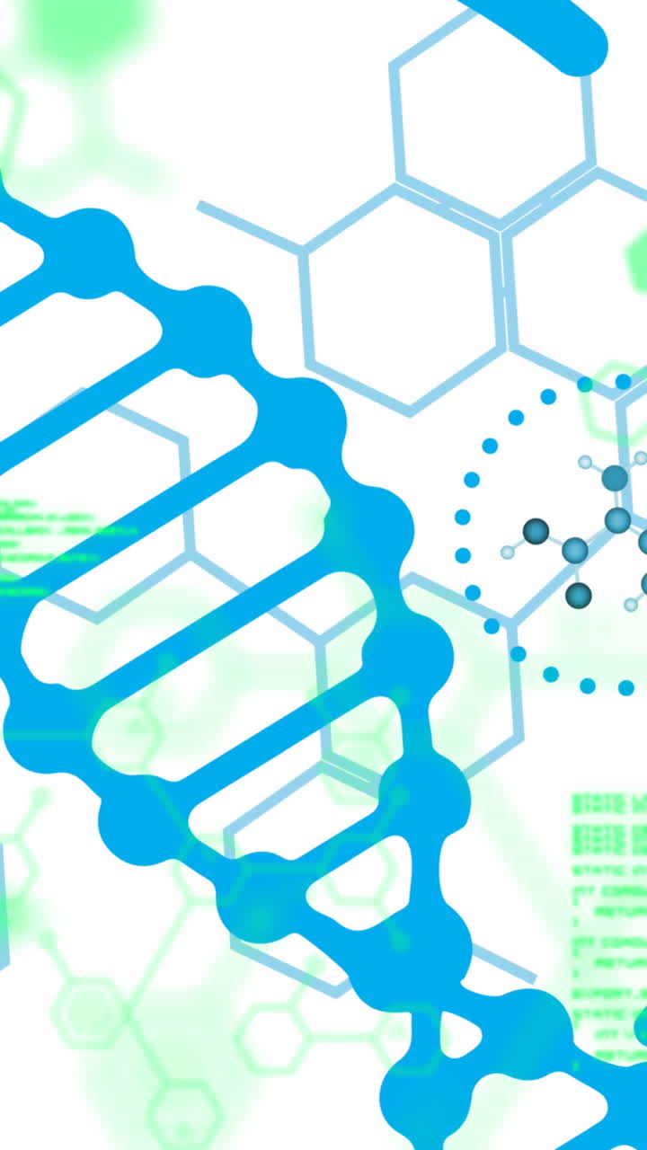 animación del procesamiento de datos científicos sobre el hilado de cadenas de adn