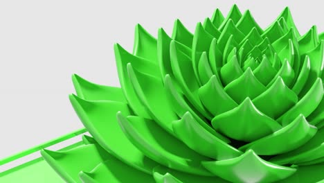 a digital art animation of green lotus flower opening in loop 3d rendering