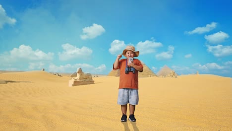 a boy exploring ancient egypt