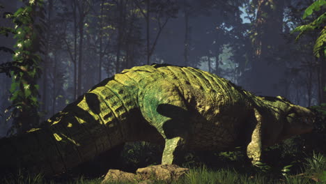 el cocodrilo prehistórico en una selva exuberante