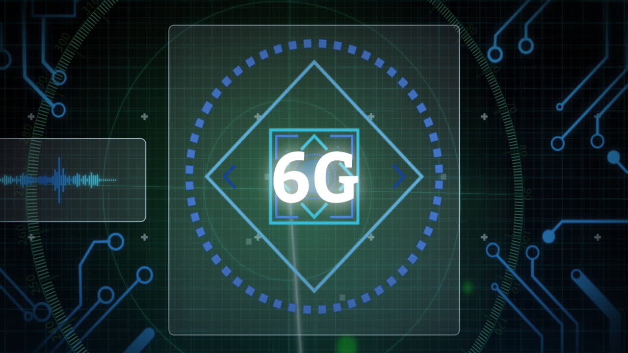 animación de escaneo de alcance con 6g en fondo negro