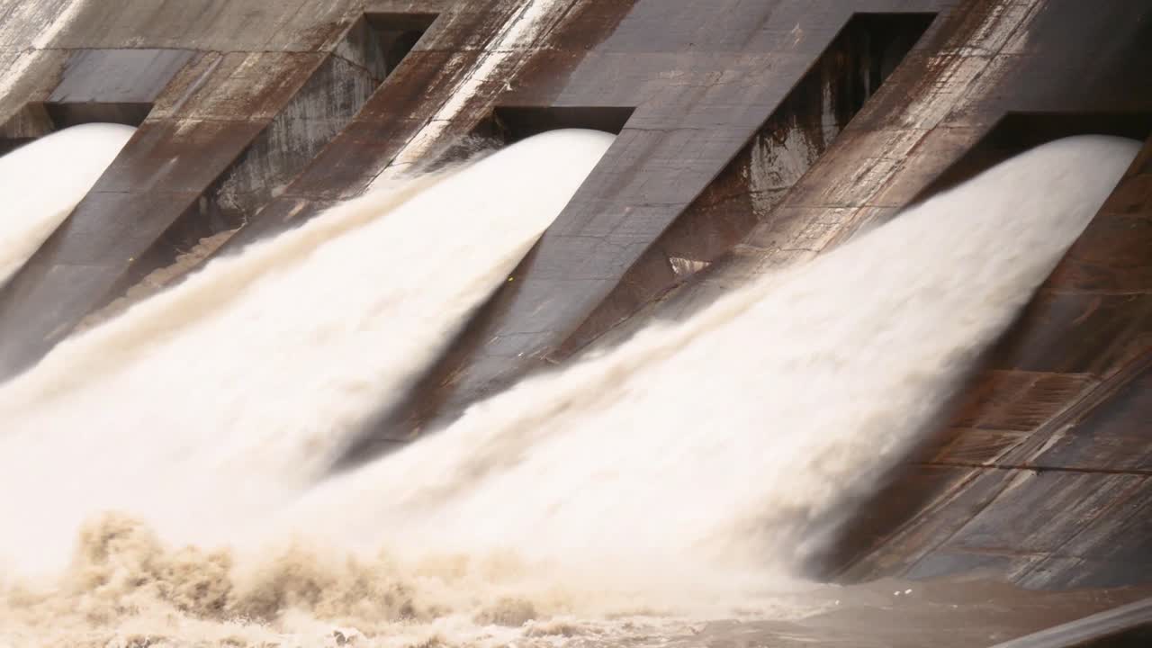 Fllodgates opened on a lake dam