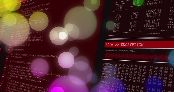 Digital Data Encryption Process Displaying Code and Waveforms