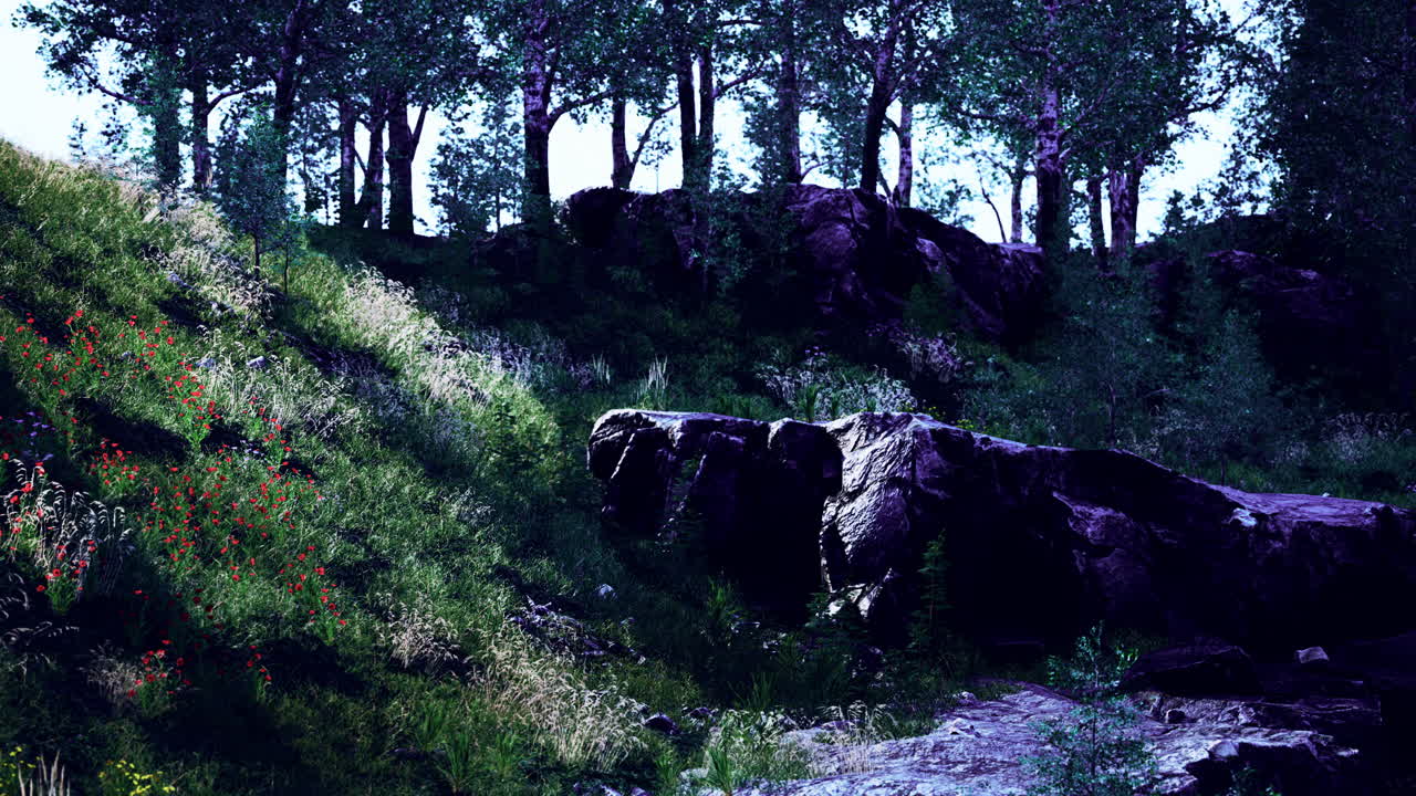hermosa vista del idílico paisaje montañoso alpino con prados en flor