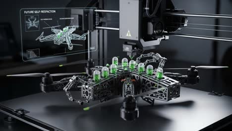 innovative drone technology: cutting-edge 3d printing process in action, showcasing the future of remote-controlled aerial vehicles and innovative manufacturing techniques