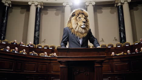 lion-headed politician addresses congress