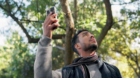Lost,-forest-and-man-with-a-smartphone