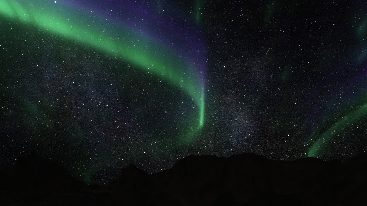 aurora boreal sobre las montañas