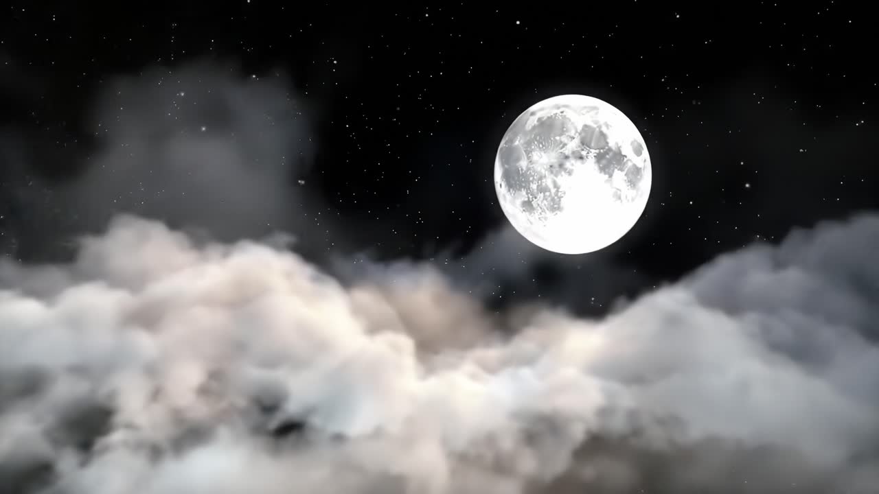 Full Moon Night Sky with Clouds