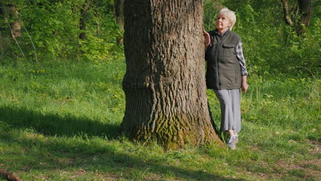 senior woman in a forest