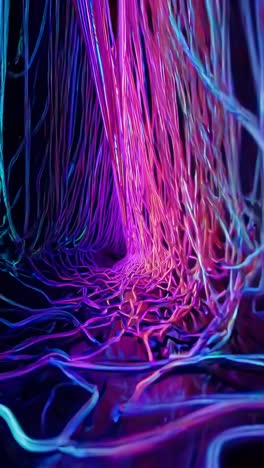 vivid neon lights piercing darkness, forming luminous tunnel with electrifying color gradient, generating immersive visual experience of otherworldly intensity
