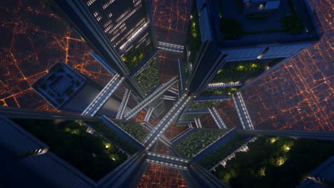 futuristic city architecture at night