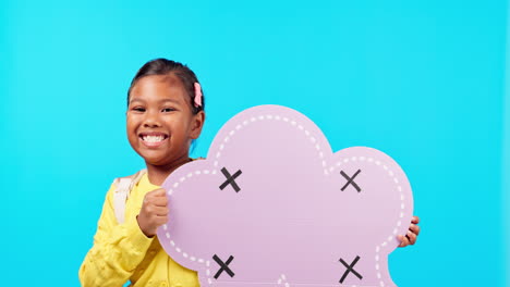 happy little girl, speech bubble