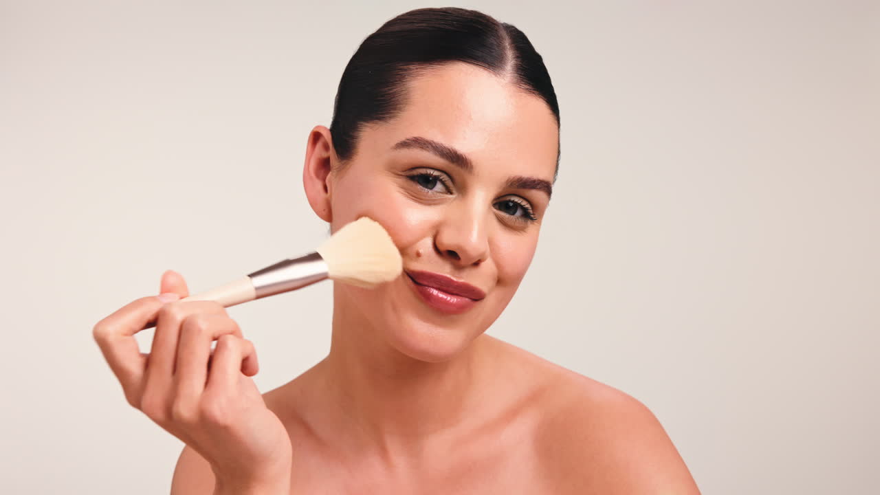 Woman Applying Makeup with Brush
