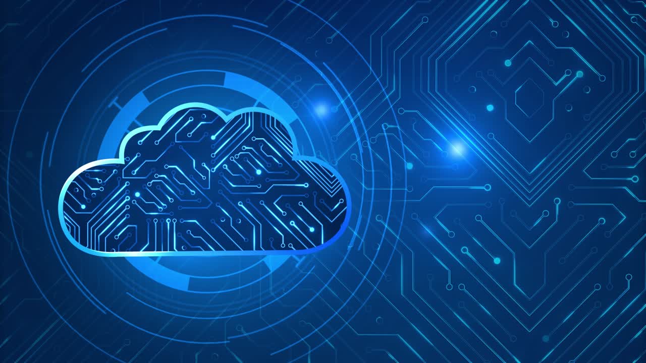 4K Loop Cloud computing cloud services IOT big data Analysis Cybersecurity Background