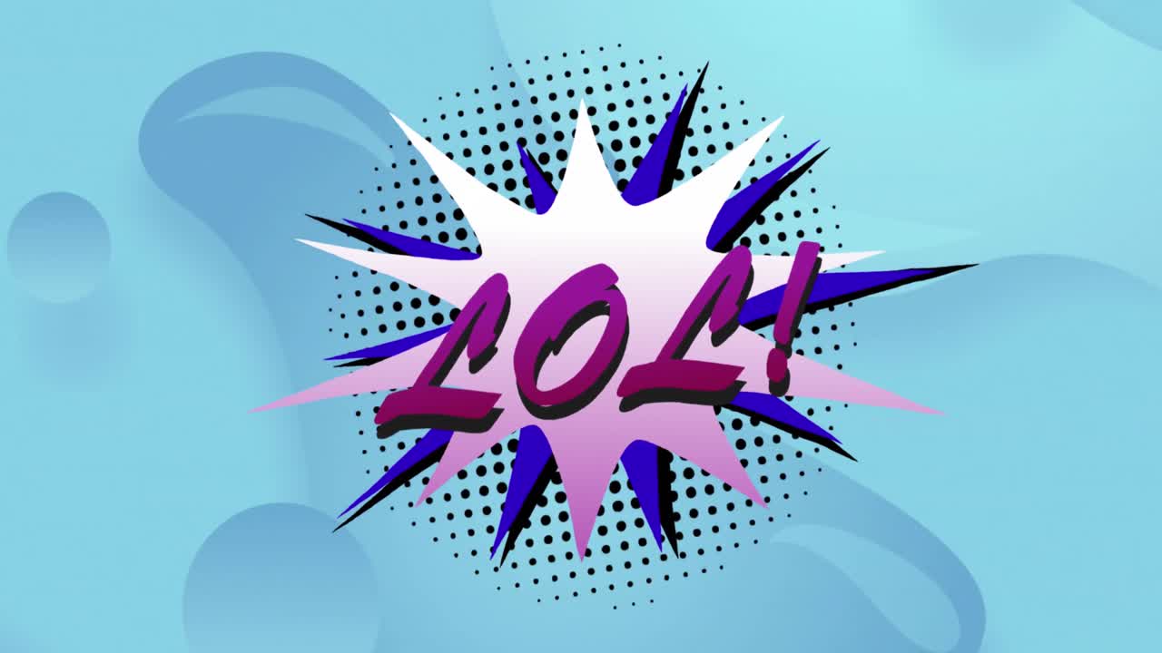 레트로 음성 거품과 패턴 배경에 lol 텍스트의 애니메이션