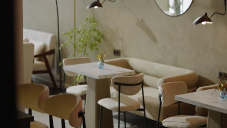 modern beige cafe interior